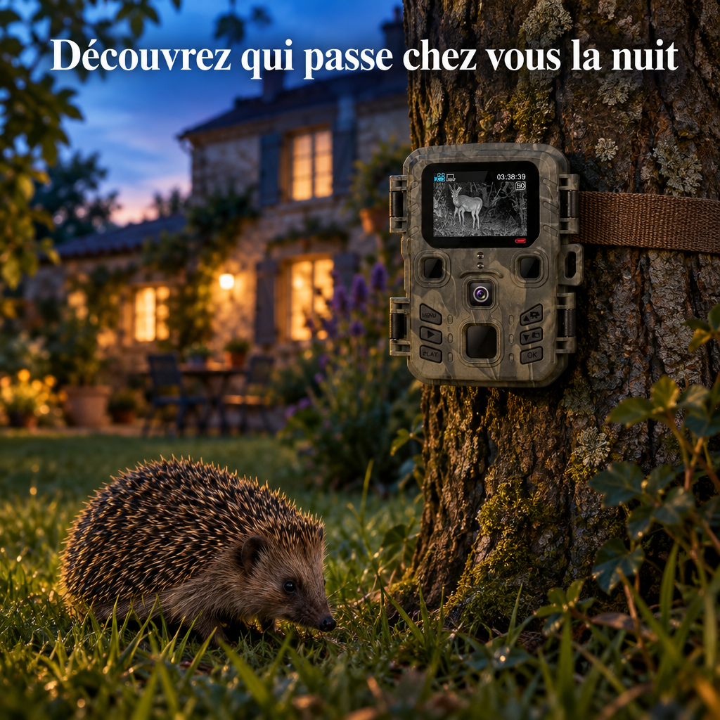 Caméra de jardin à vision nocturne – Full HD, écran intégré, résiste à la pluie